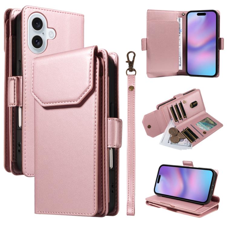 Multi Card Wallet Leather Phone Case with Strap, For iPhone 17 Pro Max, For iPhone 17 Pro, For iPhone 17, For iPhone 17 Air