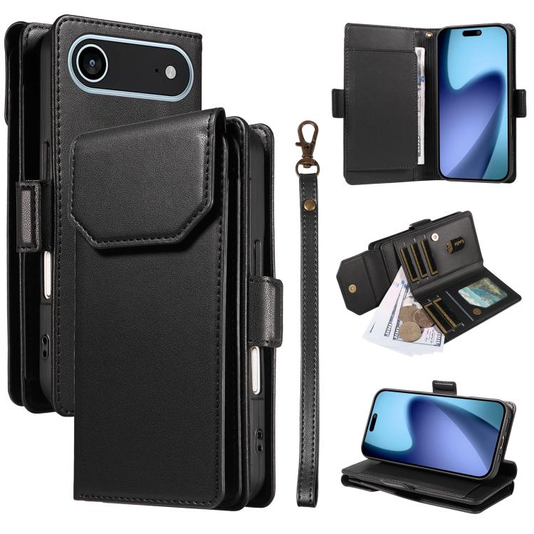 Multi Card Wallet Leather Phone Case with Strap, For iPhone 17 Pro Max, For iPhone 17 Pro, For iPhone 17, For iPhone 17 Air