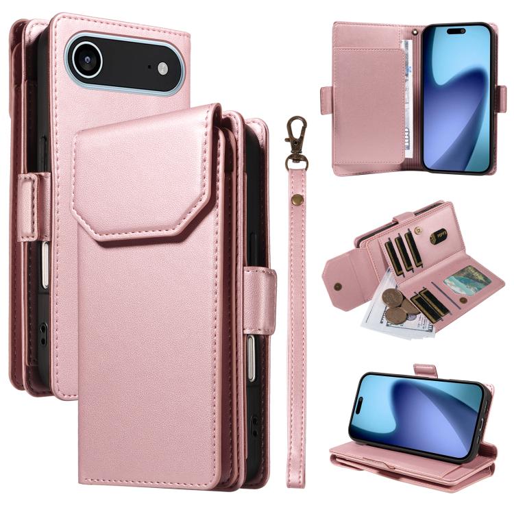 Multi Card Wallet Leather Phone Case with Strap, For iPhone 17 Pro Max, For iPhone 17 Pro, For iPhone 17, For iPhone 17 Air