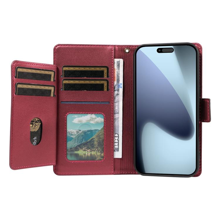 Multi Card Wallet Leather Phone Case with Strap, For iPhone 17 Pro Max, For iPhone 17 Pro, For iPhone 17, For iPhone 17 Air