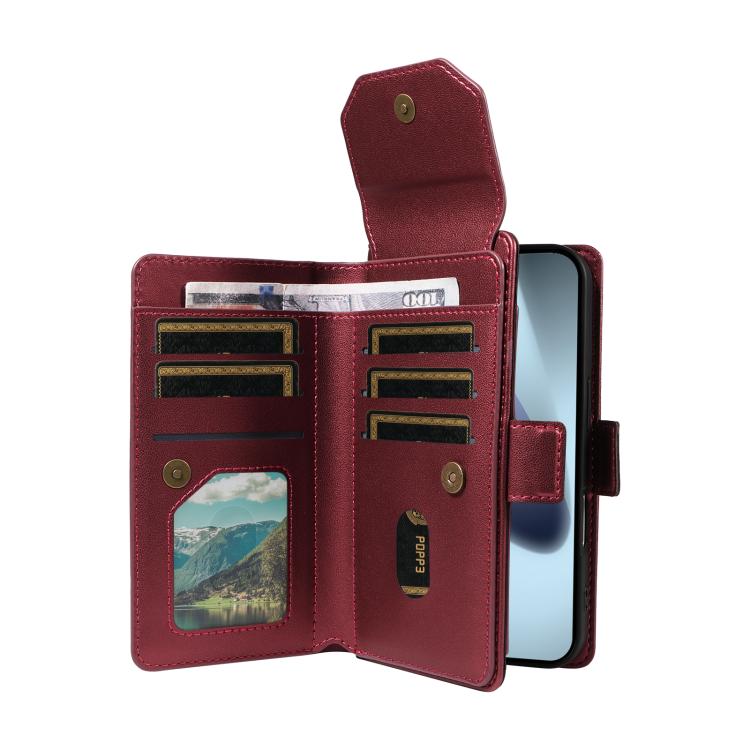 Multi Card Wallet Leather Phone Case with Strap, For iPhone 17 Pro Max, For iPhone 17 Pro, For iPhone 17, For iPhone 17 Air