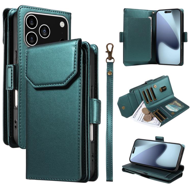 Multi Card Wallet Leather Phone Case with Strap, For iPhone 17 Pro Max, For iPhone 17 Pro, For iPhone 17, For iPhone 17 Air