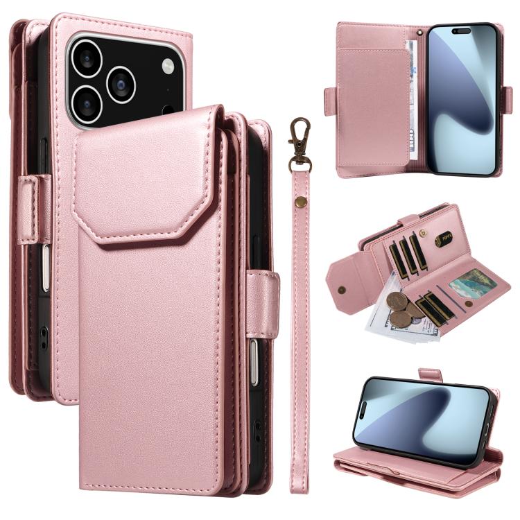 Multi Card Wallet Leather Phone Case with Strap, For iPhone 17 Pro Max, For iPhone 17 Pro, For iPhone 17, For iPhone 17 Air