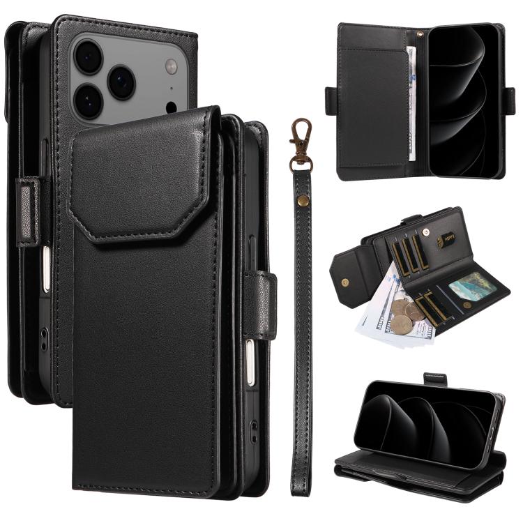 Multi Card Wallet Leather Phone Case with Strap, For iPhone 17 Pro Max, For iPhone 17 Pro, For iPhone 17, For iPhone 17 Air