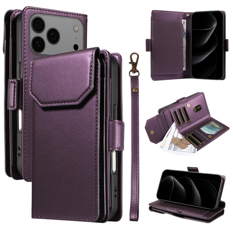 Multi Card Wallet Leather Phone Case with Strap, For iPhone 17 Pro Max, For iPhone 17 Pro, For iPhone 17, For iPhone 17 Air