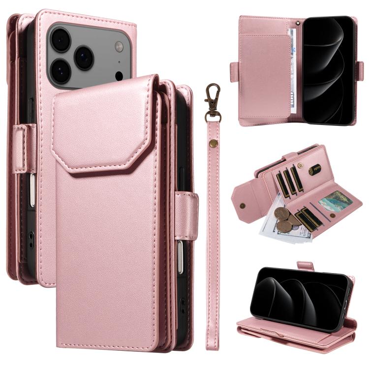 Multi Card Wallet Leather Phone Case with Strap, For iPhone 17 Pro Max, For iPhone 17 Pro, For iPhone 17, For iPhone 17 Air