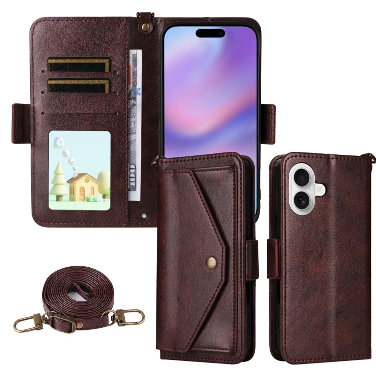 Multi-card Slots Crossbody Cowhide Leather Phone Case, For iPhone 17 Pro Max, For iPhone 17 Pro, For iPhone 17, For iPhone 17 Air