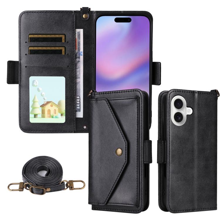 Multi-card Slots Crossbody Cowhide Leather Phone Case, For iPhone 17 Pro Max, For iPhone 17 Pro, For iPhone 17, For iPhone 17 Air