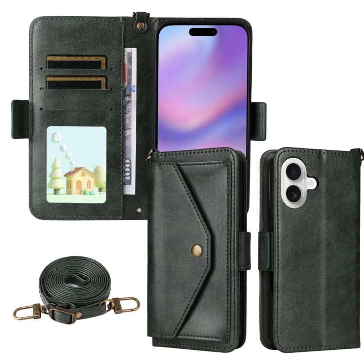 Multi-card Slots Crossbody Cowhide Leather Phone Case, For iPhone 17 Pro Max, For iPhone 17 Pro, For iPhone 17, For iPhone 17 Air