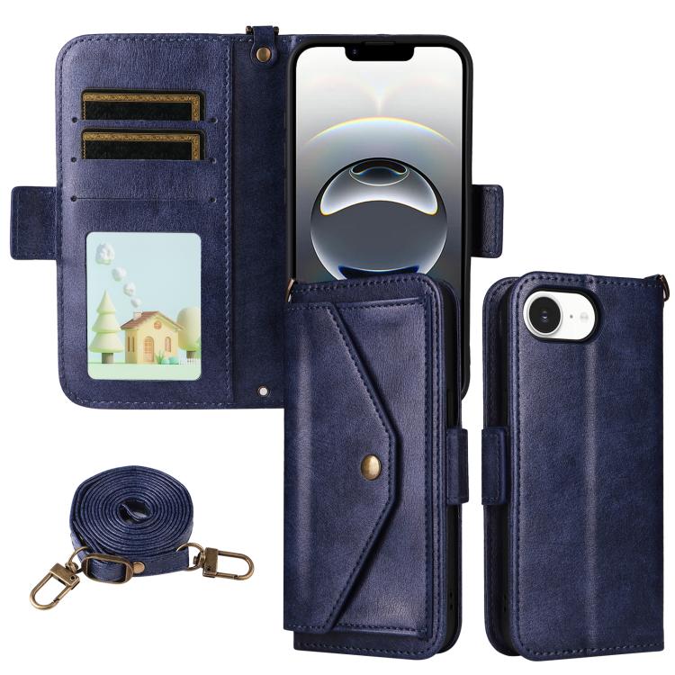 Multi-card Slots Crossbody Cowhide Leather Phone Case, For iPhone 16e, For iPhone 16 Pro Max, For iPhone 16 Pro, For iPhone 16 Plus