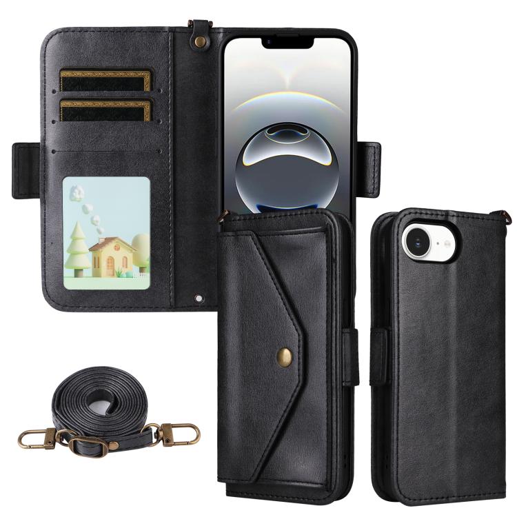 Multi-card Slots Crossbody Cowhide Leather Phone Case, For iPhone 16e, For iPhone 16 Pro Max, For iPhone 16 Pro, For iPhone 16 Plus