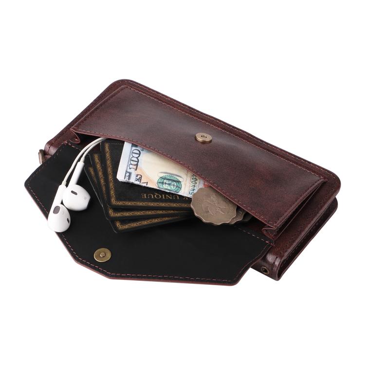 Multi-card Slots Crossbody Cowhide Leather Phone Case, For iPhone 16, For iPhone SE 2022 / 2020 / 8 / 7
