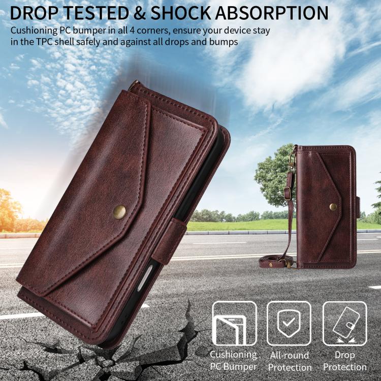 Multi-card Slots Crossbody Cowhide Leather Phone Case, For iPhone 16, For iPhone SE 2022 / 2020 / 8 / 7