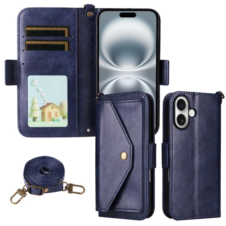 Multi-card Slots Crossbody Cowhide Leather Phone Case, For iPhone 16, For iPhone SE 2022 / 2020 / 8 / 7