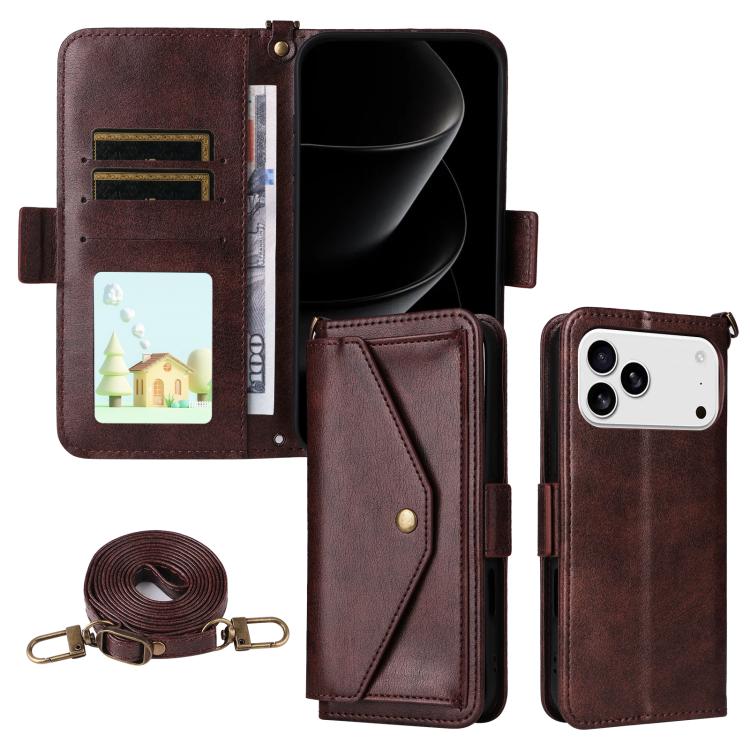 Multi-card Slots Crossbody Cowhide Leather Phone Case, For iPhone 17 Pro Max, For iPhone 17 Pro, For iPhone 17, For iPhone 17 Air