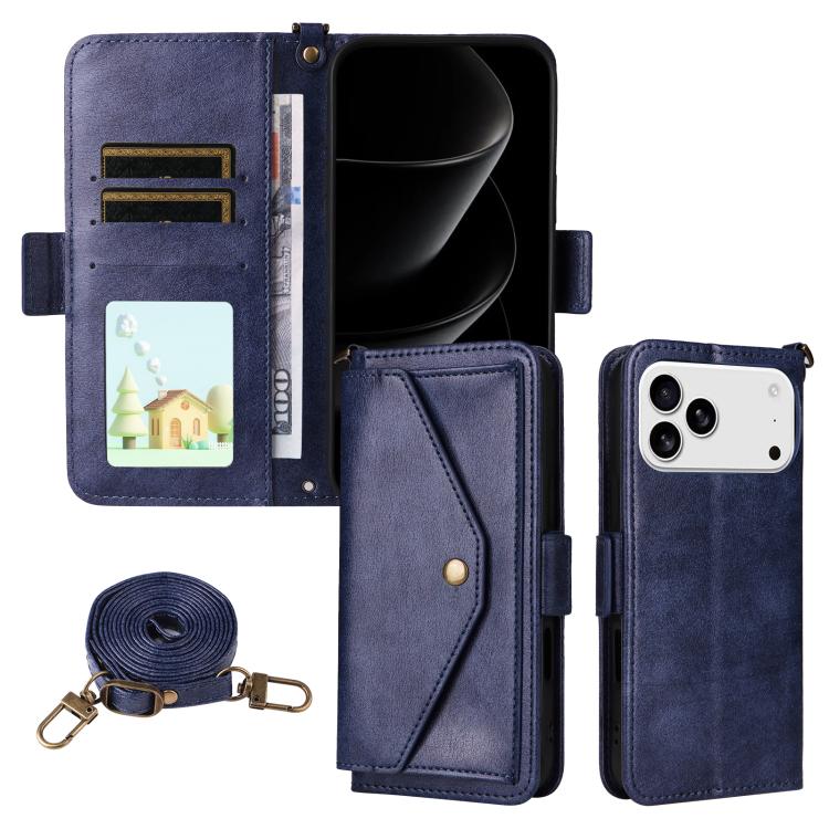 Multi-card Slots Crossbody Cowhide Leather Phone Case, For iPhone 17 Pro Max, For iPhone 17 Pro, For iPhone 17, For iPhone 17 Air