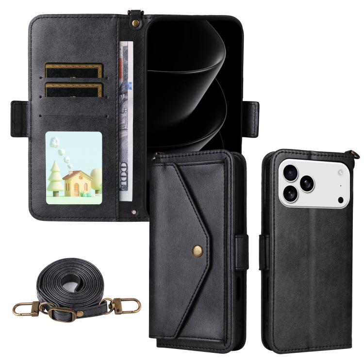 Multi-card Slots Crossbody Cowhide Leather Phone Case, For iPhone 17 Pro Max, For iPhone 17 Pro, For iPhone 17, For iPhone 17 Air