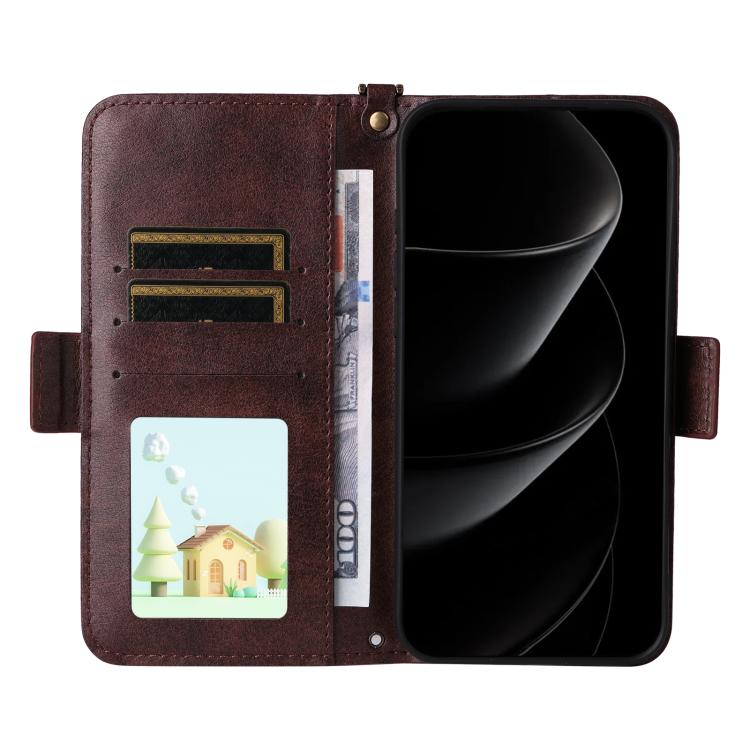 Multi-card Slots Crossbody Cowhide Leather Phone Case, For iPhone 17 Pro Max, For iPhone 17 Pro, For iPhone 17, For iPhone 17 Air