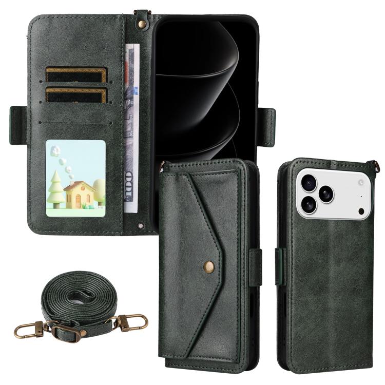 Multi-card Slots Crossbody Cowhide Leather Phone Case, For iPhone 17 Pro Max, For iPhone 17 Pro, For iPhone 17, For iPhone 17 Air