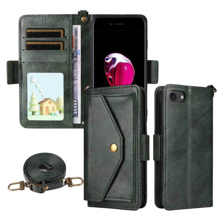 Multi-card Slots Crossbody Cowhide Leather Phone Case, For iPhone 16, For iPhone SE 2022 / 2020 / 8 / 7