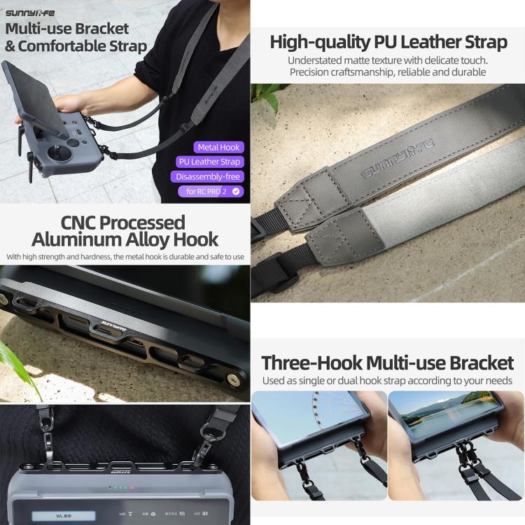 Sunnylife GS013 Multi-Purpose Lanyard with CNC Aluminum Buckle, For DJI RC Pro 2