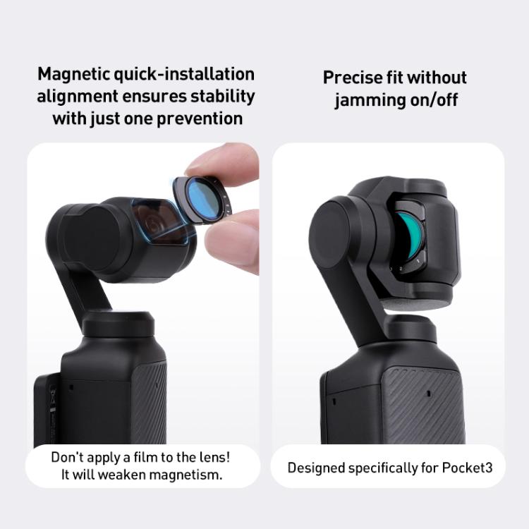 For DJI Osmo Pocket 3 Camera Lens Filter, 0.72X Wide Lens, Black Mist 1/4, ND8, NIGHT, UV, Adjustable CPL, VND1-5, VND6-10, Adjustable STAR