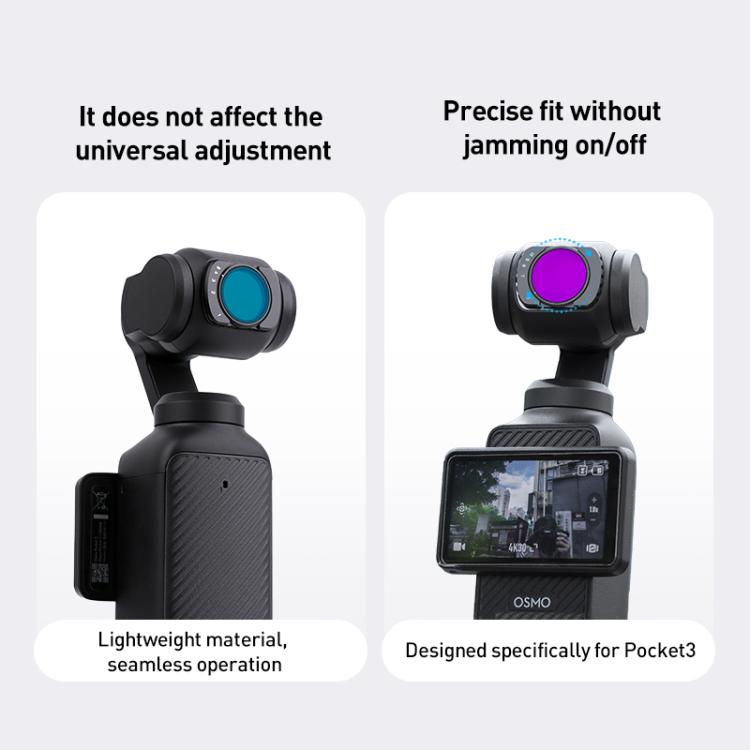 For DJI Osmo Pocket 3 Camera Lens Filter, 0.72X Wide Lens, Black Mist 1/4, ND8, NIGHT, UV, Adjustable CPL, VND1-5, VND6-10, Adjustable STAR
