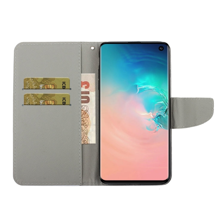 Coloured Drawing Pattern Horizontal Flip PU Leather Case with Holder & Card Slots & Wallet & Lanyard, For Samsung Galaxy S10
