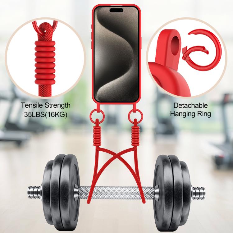 Integrated Card Bag Solid Color Liquid Silicone Phone Case Gen2 with Short Lanyard, For iPhone 12 / 12 Pro, For iPhone 12 Pro Max