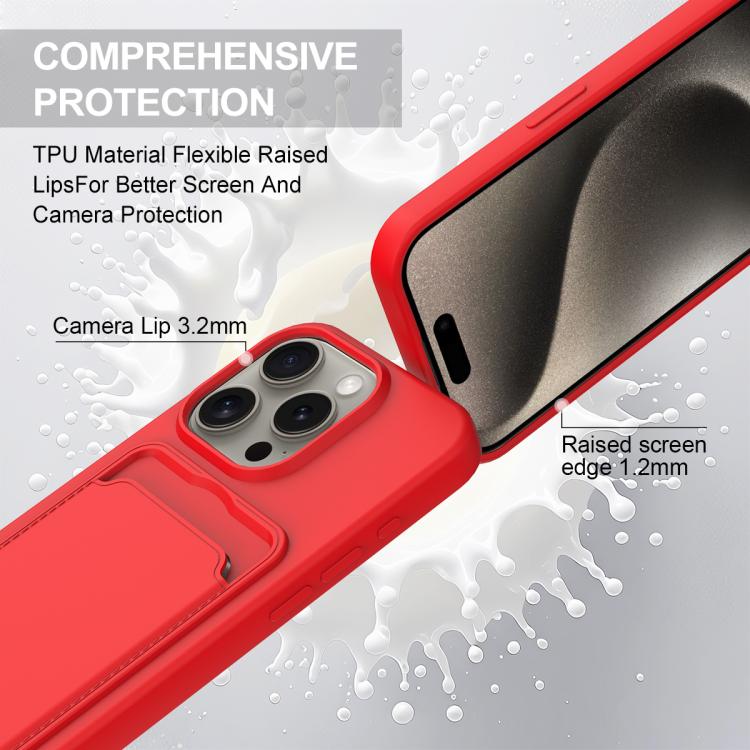 Integrated Card Bag Solid Color Liquid Silicone Phone Case Gen2 with Short Lanyard, For iPhone 12 / 12 Pro, For iPhone 12 Pro Max