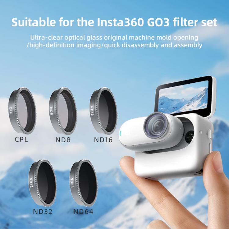 For Insta360 GO 3 Camera Lens Filter, CPL, ND8, ND16, ND32, ND64, 4 in 1 ND8-64