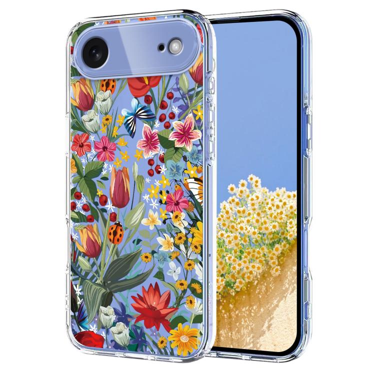 Flower Pattern Painted TPU Phone Case, For iPhone 16e, For iPhone 16 Pro Max, For iPhone 16 Pro, For iPhone 16 Plus