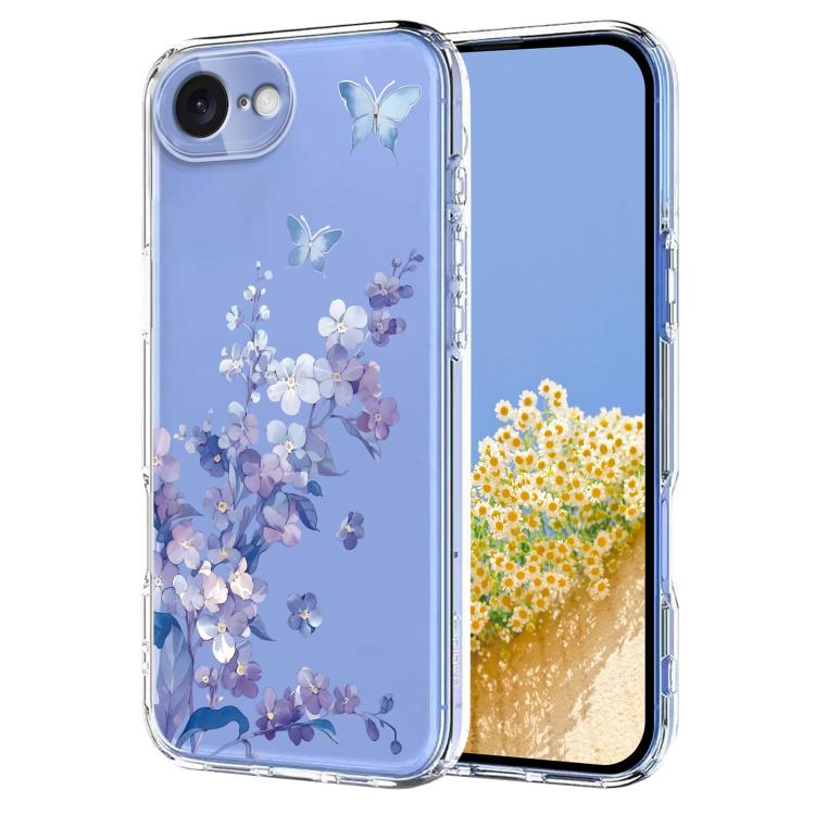 Flower Pattern Painted TPU Phone Case, For iPhone 16e, For iPhone 16 Pro Max, For iPhone 16 Pro, For iPhone 16 Plus