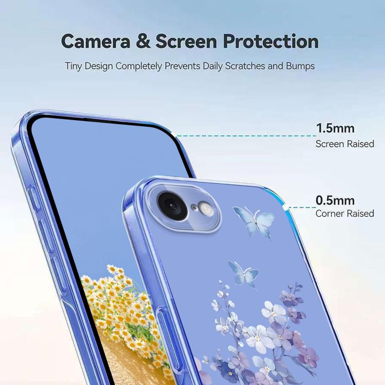Flower Pattern Painted TPU Phone Case, For iPhone 16e, For iPhone 16 Pro Max, For iPhone 16 Pro, For iPhone 16 Plus