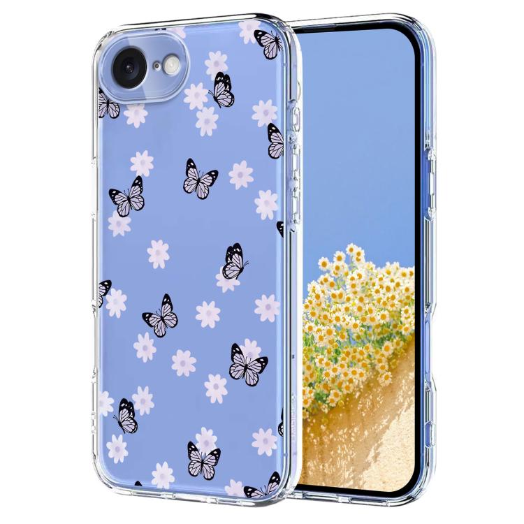 Flower Pattern Painted TPU Phone Case, For iPhone 16e, For iPhone 16 Pro Max, For iPhone 16 Pro, For iPhone 16 Plus