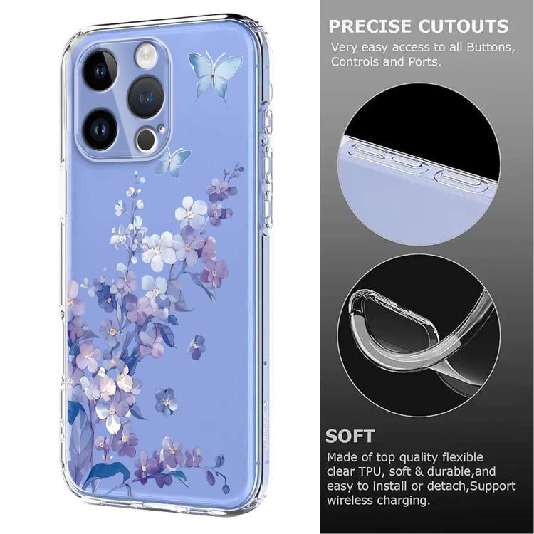 Flower Pattern Painted TPU Phone Case, For iPhone 16e, For iPhone 16 Pro Max, For iPhone 16 Pro, For iPhone 16 Plus