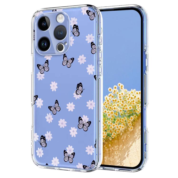 Flower Pattern Painted TPU Phone Case, For iPhone 16e, For iPhone 16 Pro Max, For iPhone 16 Pro, For iPhone 16 Plus
