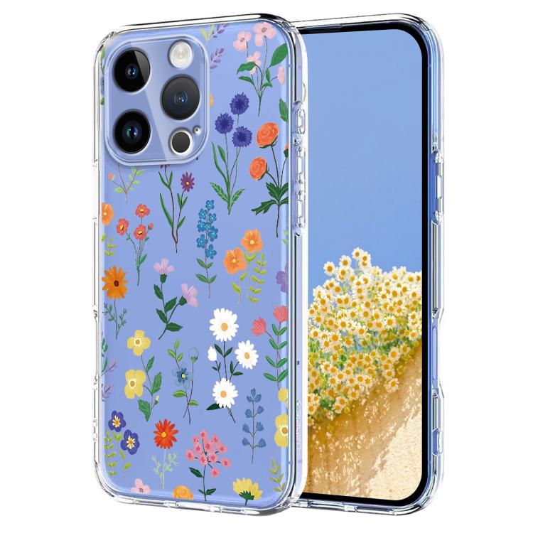 Flower Pattern Painted TPU Phone Case, For iPhone 16e, For iPhone 16 Pro Max, For iPhone 16 Pro, For iPhone 16 Plus