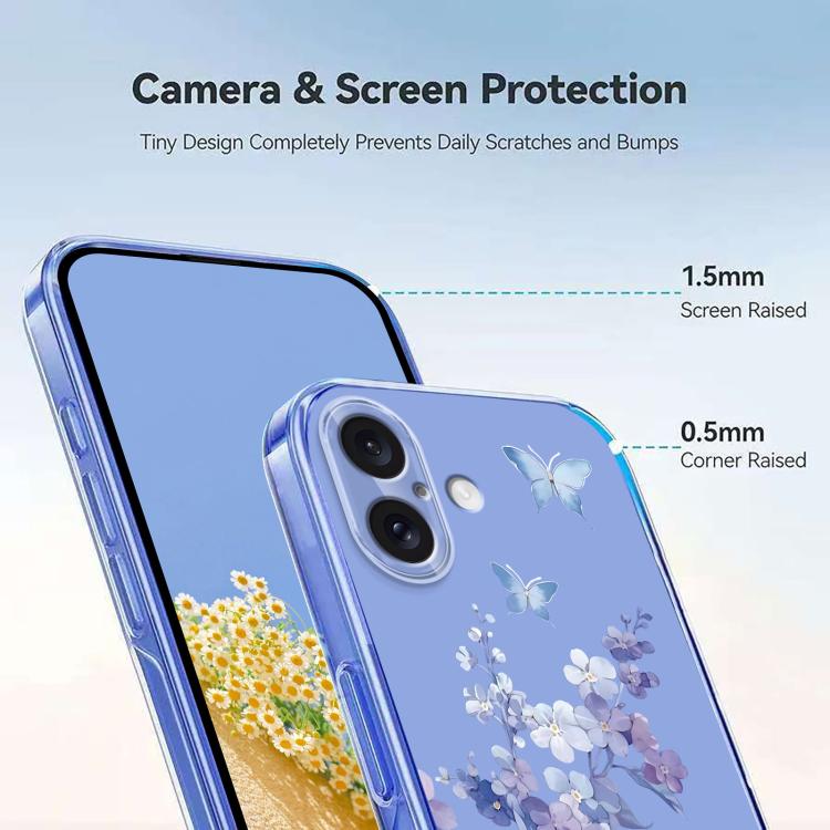 Flower Pattern Painted TPU Phone Case, For iPhone 16, For iPhone 15 Pro Max, For iPhone 15 Pro, For iPhone 15 Plus