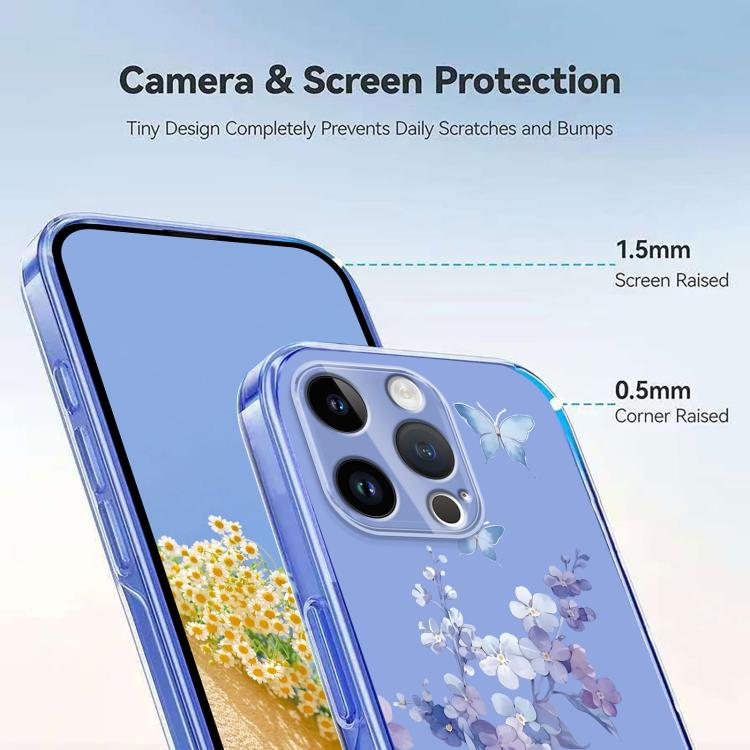 Flower Pattern Painted TPU Phone Case, For iPhone 16, For iPhone 15 Pro Max, For iPhone 15 Pro, For iPhone 15 Plus