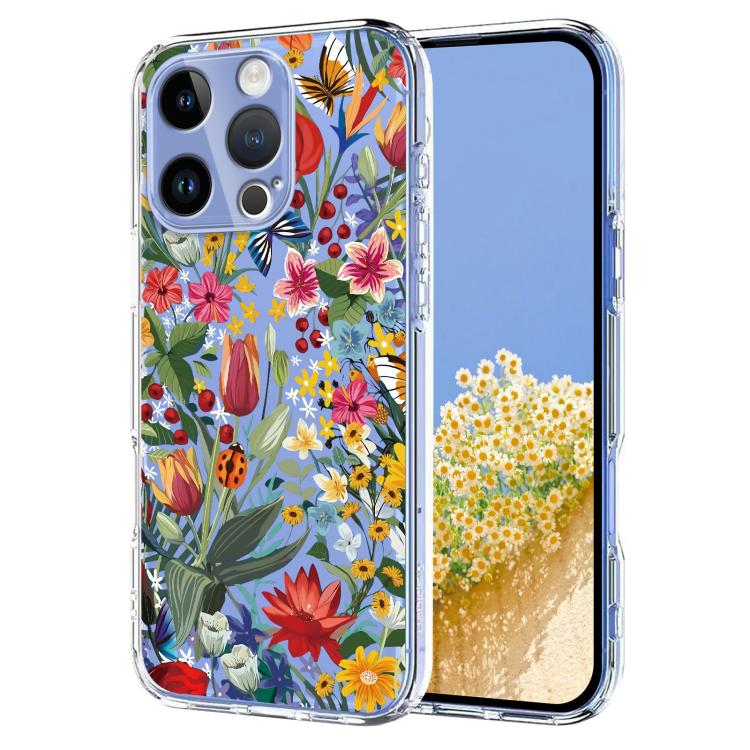 Flower Pattern Painted TPU Phone Case, For iPhone 16, For iPhone 15 Pro Max, For iPhone 15 Pro, For iPhone 15 Plus