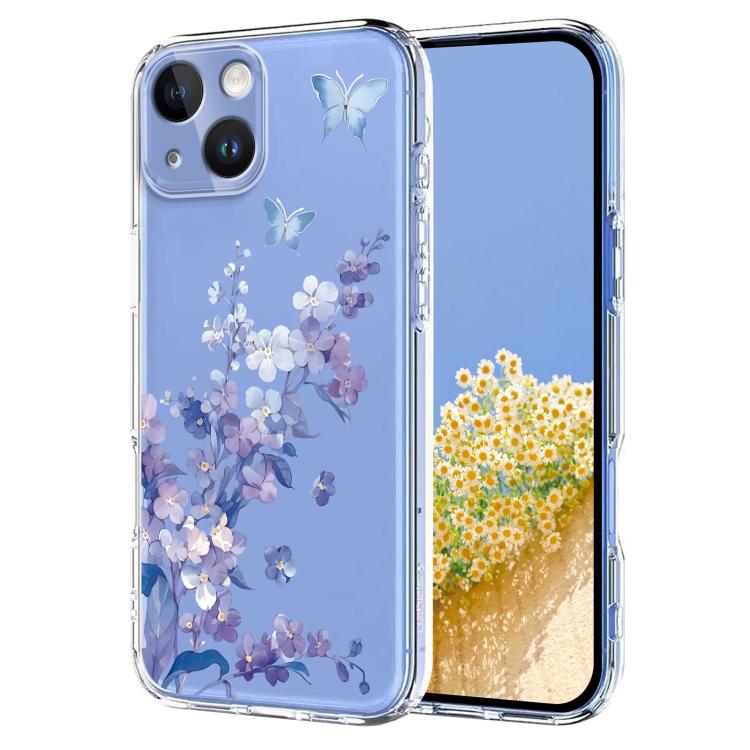 Flower Pattern Painted TPU Phone Case, For iPhone 16, For iPhone 15 Pro Max, For iPhone 15 Pro, For iPhone 15 Plus
