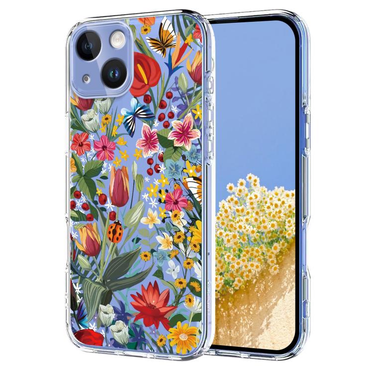 Flower Pattern Painted TPU Phone Case, For iPhone 16, For iPhone 15 Pro Max, For iPhone 15 Pro, For iPhone 15 Plus