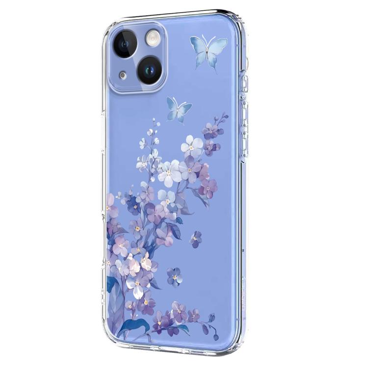 Flower Pattern Painted TPU Phone Case, For iPhone 15, For iPhone 14 Plus, For iPhone 14 / 13, For iPhone 14 Pro