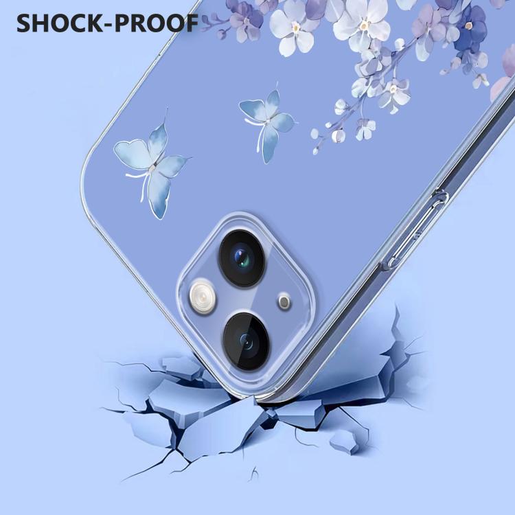 Flower Pattern Painted TPU Phone Case, For iPhone 15, For iPhone 14 Plus, For iPhone 14 / 13, For iPhone 14 Pro