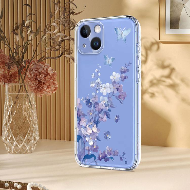 Flower Pattern Painted TPU Phone Case, For iPhone 15, For iPhone 14 Plus, For iPhone 14 / 13, For iPhone 14 Pro