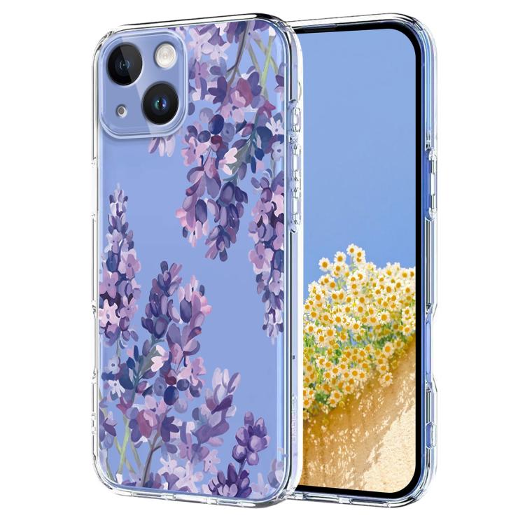 Flower Pattern Painted TPU Phone Case, For iPhone 15, For iPhone 14 Plus, For iPhone 14 / 13, For iPhone 14 Pro