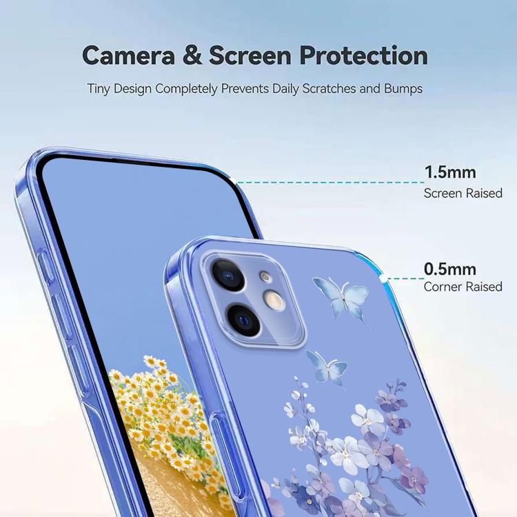 Flower Pattern Painted TPU Phone Case, For iPhone 13 mini, For iPhone 12 Pro / 12, For iPhone 12 Pro Max, For iPhone 12 mini