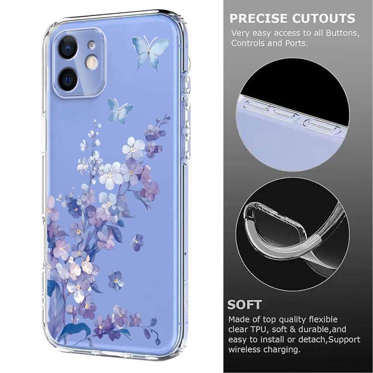 Flower Pattern Painted TPU Phone Case, For iPhone 13 mini, For iPhone 12 Pro / 12, For iPhone 12 Pro Max, For iPhone 12 mini