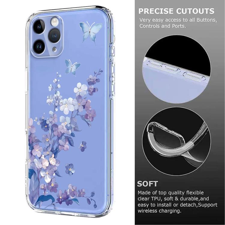 Flower Pattern Painted TPU Phone Case, For iPhone 11 Pro Max, For iPhone 11, For iPhone 11 Pro, For iPhone X / XS